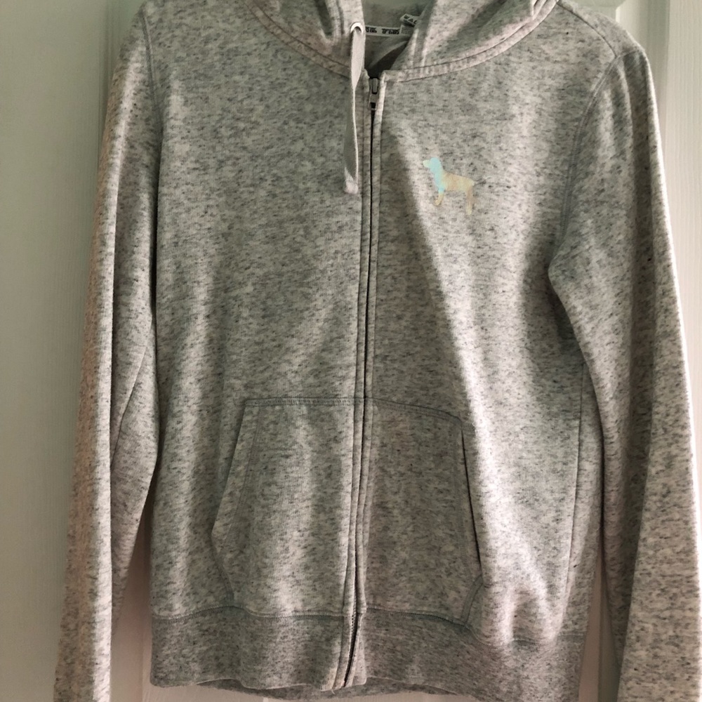 PINK VS hoodie with love pink in silver on back